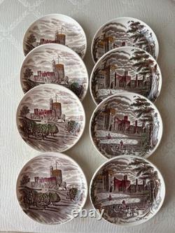 Set of 8 Romantic Vintage Butter Plates/Coasters -Johnson Bros, English Castles