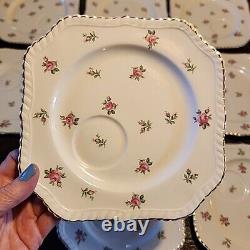 Set of 9 Vtg Johnson Bros Old English Pink Rose Square Salad 7.75 Plate Brother