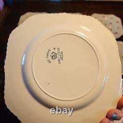 Set of 9 Vtg Johnson Bros Old English Pink Rose Square Salad 7.75 Plate Brother