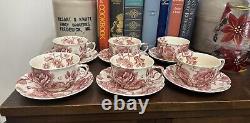 Set of Six 6 Johnson Bros England English Chippendale Cups & Saucers