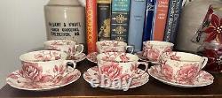 Set of Six 6 Johnson Bros England English Chippendale Cups & Saucers