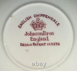 Set of Six 6 Johnson Bros England English Chippendale Cups & Saucers