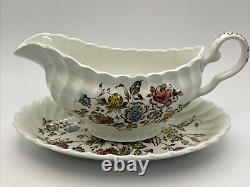 Staffordshire Bouquet Johnson Bros Gravy Boat and Underplate Ironstone vintage