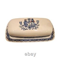 Staffordshire Johnson Bros Old Granite Hearts And flowers Covered Butter Dish