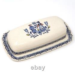 Staffordshire Johnson Bros Old Granite Hearts And flowers Covered Butter Dish