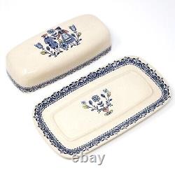 Staffordshire Johnson Bros Old Granite Hearts And flowers Covered Butter Dish