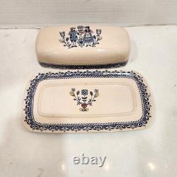 Staffordshire Johnson Bros Old Granite Hearts And flowers Covered Butter Dish