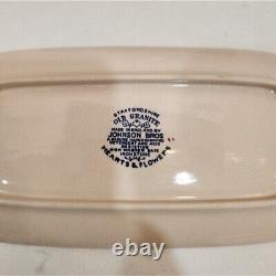 Staffordshire Johnson Bros Old Granite Hearts And flowers Covered Butter Dish