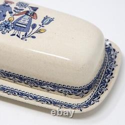 Staffordshire Johnson Bros Old Granite Hearts And flowers Covered Butter Dish