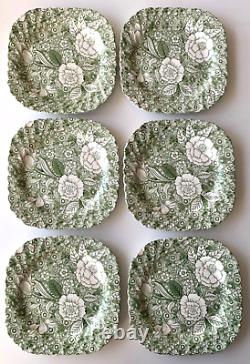 TIFFANY & CO Plate JOHNSON BROTHERS Set 6 LIBERTY Ironstone QUEEN Floral Square