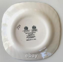 TIFFANY & CO Plate JOHNSON BROTHERS Set 6 LIBERTY Ironstone QUEEN Floral Square