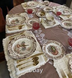 Thanksgiving Dinnerware 58 pcs. Vintage Johnson Bros Wild Turkey Native American