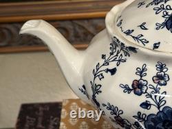 VERY RARE-Johnson Bros/ROSE CHINTZ-BLUE-Full Size Teapot/Lid-Excellent-England