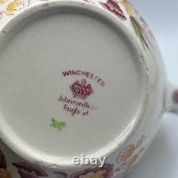 VERY RARE WINCHESTER PINK (ROPE EDGE) TEA POT with LID BY JOHNSON BROS, ENGLAND