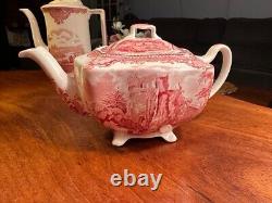 VINTAGE JOHNSON BROS. ENGLAND 1792. Old Britain Castles Pink TRANSFER TEA Pot 4