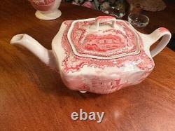 VINTAGE JOHNSON BROS. ENGLAND 1792. Old Britain Castles Pink TRANSFER TEA Pot 4