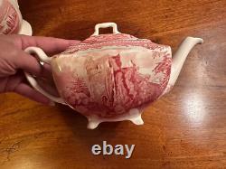 VINTAGE JOHNSON BROS. ENGLAND 1792. Old Britain Castles Pink TRANSFER TEA Pot 4