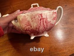 VINTAGE JOHNSON BROS. ENGLAND 1792. Old Britain Castles Pink TRANSFER TEA Pot 4