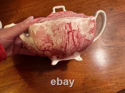 VINTAGE JOHNSON BROS. ENGLAND 1792. Old Britain Castles Pink TRANSFER TEA Pot 4