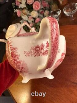 VINTAGE JOHNSON BROS. ENGLAND 1792. Old Britain Castles Pink TRANSFER TEA Pot 4