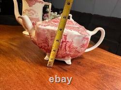 VINTAGE JOHNSON BROS. ENGLAND 1792. Old Britain Castles Pink TRANSFER TEA Pot 4