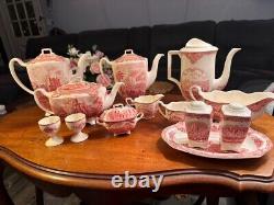 VINTAGE JOHNSON BROS. ENGLAND 1792. Old Britain Castles Pink TRANSFER TEA Pot 4