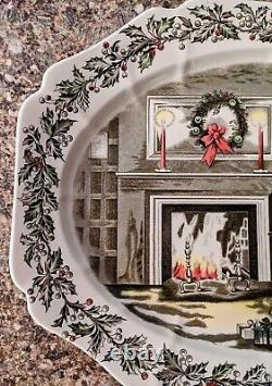 VINTAGE Johnson Bros. Christmas Platter withTree & Fireplace Highly Collectable