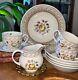 Vtg 10 Piece Johnson Bros Fruit Sampler Serving Bowl Set, Creamer, Cups + Saucer