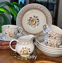 VTG 10 Piece Johnson Bros Fruit Sampler Serving Bowl Set, Creamer, Cups + Saucer