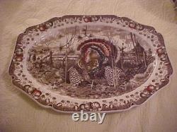 VTG Johnson Bros. HIS MAJESTY Oval Platter Dk Brown Multicolor