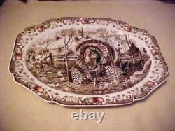 VTG Johnson Bros. HIS MAJESTY Oval Platter Dk Brown Multicolor