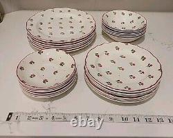 VTG Johnson Brothers Bonjour Ironstone Plate & Bowl LOT Red Flower Tulip 24pcs