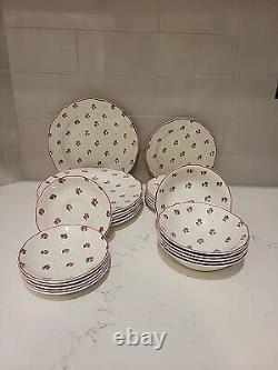 VTG Johnson Brothers Bonjour Ironstone Plate & Bowl LOT Red Flower Tulip 24pcs