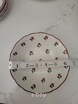 VTG Johnson Brothers Bonjour Ironstone Plate & Bowl LOT Red Flower Tulip 24pcs