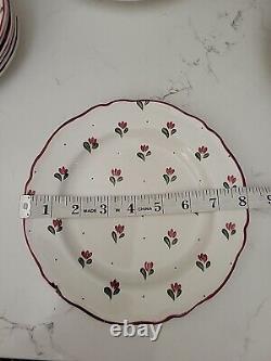 VTG Johnson Brothers Bonjour Ironstone Plate & Bowl LOT Red Flower Tulip 24pcs