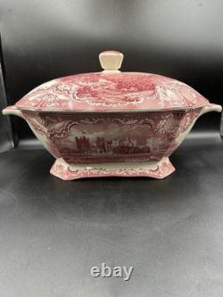 VTG Johnson Brothers England Old Britain Castles Pink Crown Large Lidded Tureen