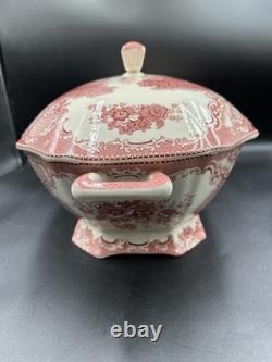 VTG Johnson Brothers England Old Britain Castles Pink Crown Large Lidded Tureen