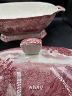 VTG Johnson Brothers England Old Britain Castles Pink Crown Large Lidded Tureen