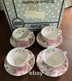 VTG Johnson Brothers Rose Chintz (4) 5 pc place settings NIB