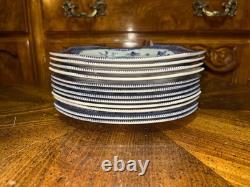 VTG Set of 12 Johnson Brothers Blue Willow Porcelain Square Salad Plates 7 3/4