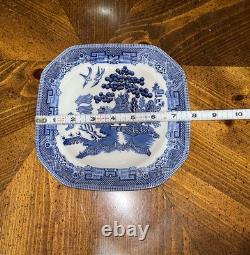 VTG Set of 12 Johnson Brothers Blue Willow Porcelain Square Salad Plates 7 3/4