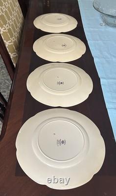 Victorian Johnson Bros. England Lavender chintz M Dinner Plates RARE Find