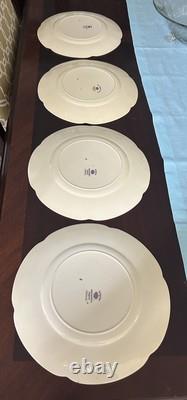 Victorian Johnson Bros. England Lavender chintz M Dinner Plates RARE Find