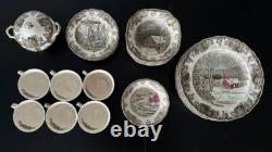Vintage 1960s Johnson Bros Friendly Village The School House Dishes 37PC