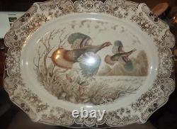 Vintage Antique Johnson Bros Windsor Ware Wild Turkeys Platter 20 1/2 x 16