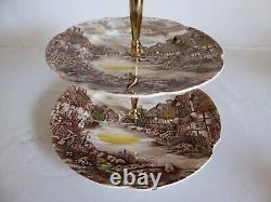 Vintage England Johnson Bros Olde English Countryside 3 Tiered Serving Tray