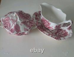 Vintage English Chippendale Johnson Bro, Creamer And Sugar with Lid China Vtg