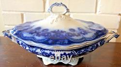 Vintage FLOW BLUE Johnson Bros Stanley Vegetable Serving Bowl with Lid