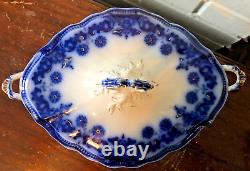 Vintage FLOW BLUE Johnson Bros Stanley Vegetable Serving Bowl with Lid