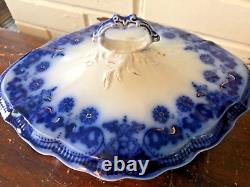 Vintage FLOW BLUE Johnson Bros Stanley Vegetable Serving Bowl with Lid